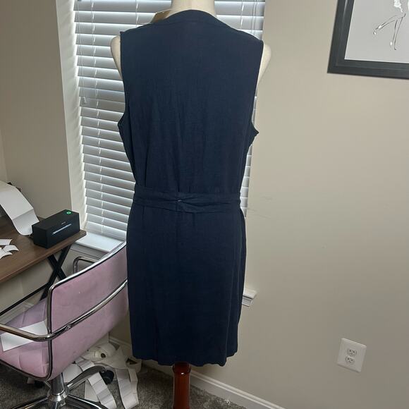 Michael Kors Dress Size Large Linen Navy - Picture 10 of 15